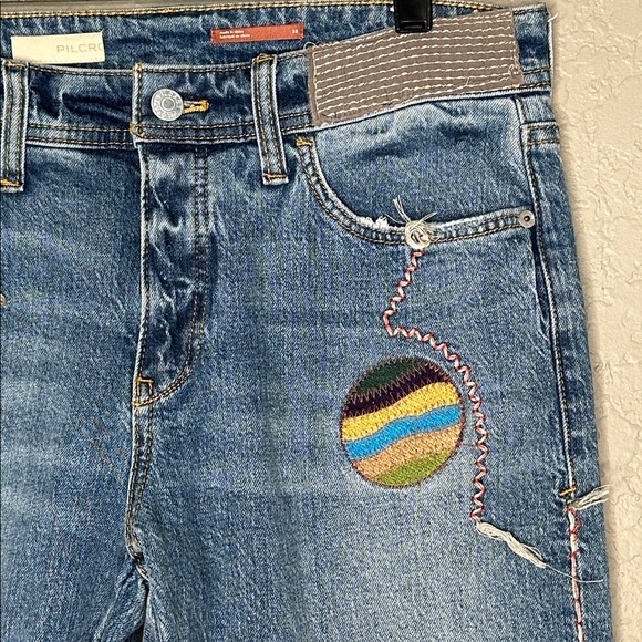 Anthropologie Pilcro Patchwork embroideted boyfriend Jeans - Picture 3 of 15